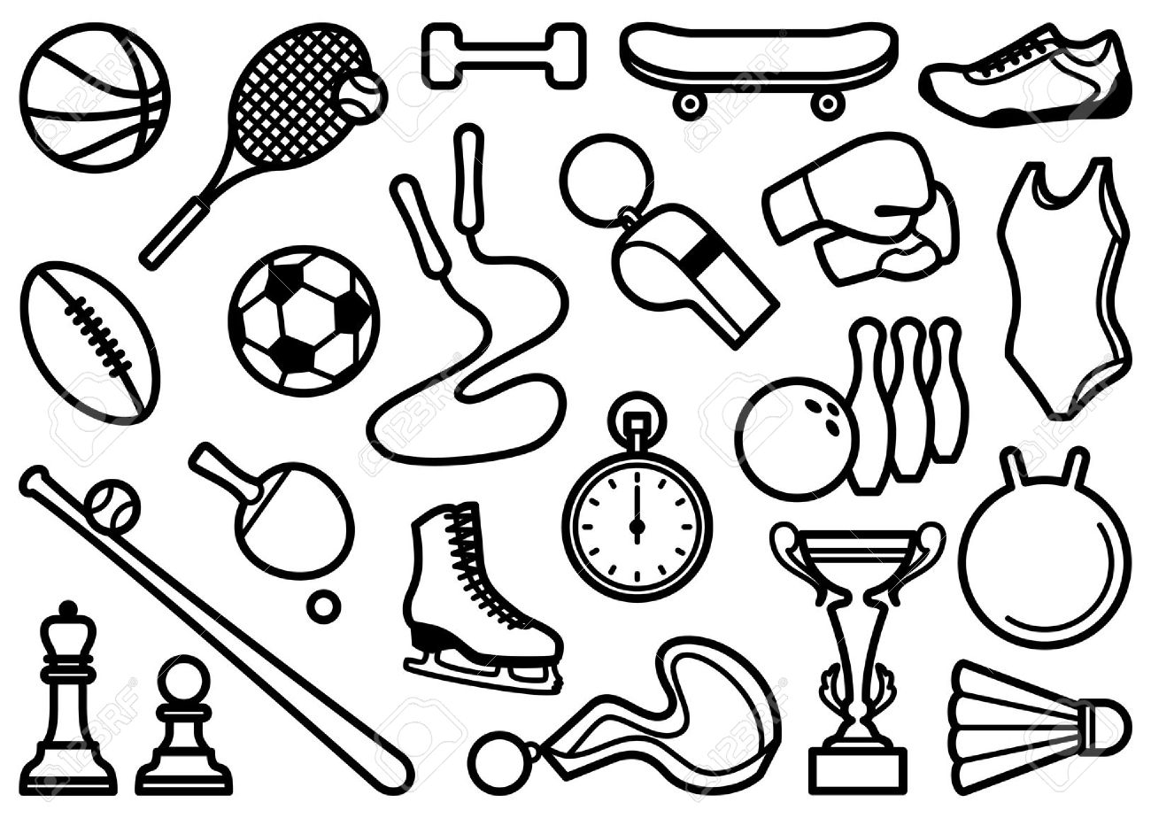Sports clipart black and white 
