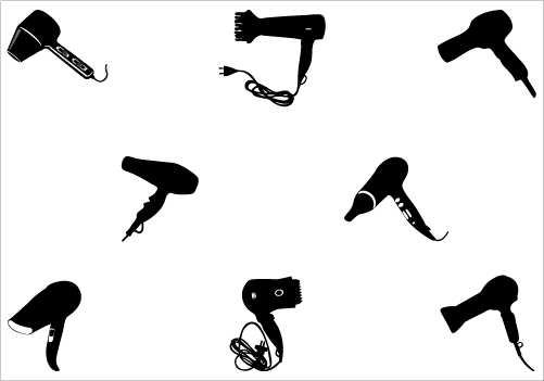 Blow dryer and scissors clipart 