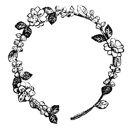 Vintage flower clipart wreath black and white 