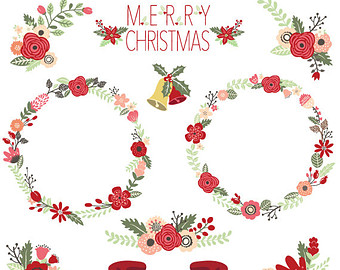 Items similar to Chalkboard Christmas Wreaths Clipart  CHRISTMAS 