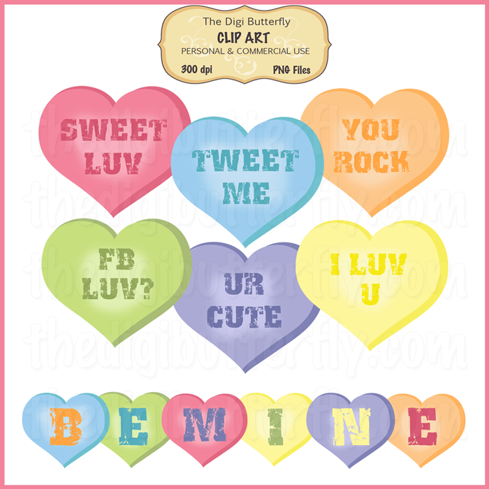 Candy Hearts Clipart 