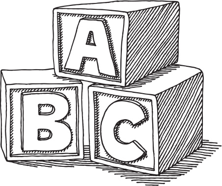 Abc blocks clipart black and white 