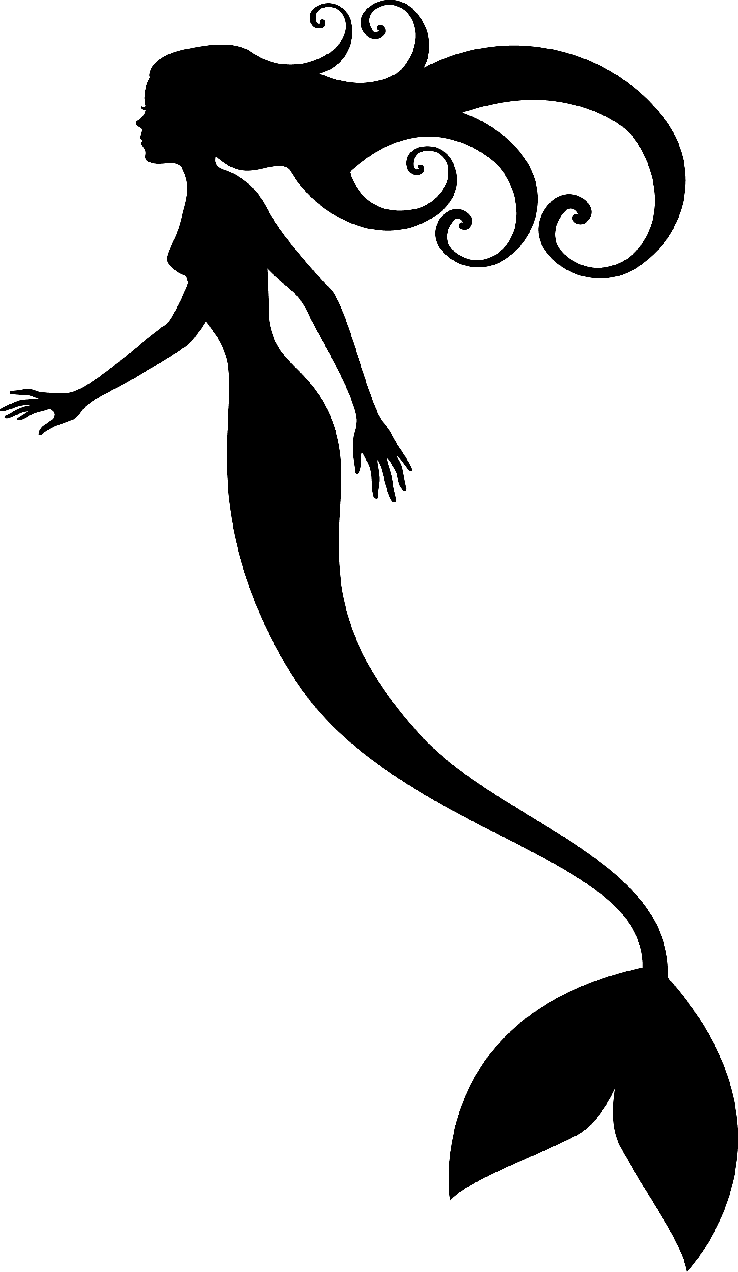 Mermaid tail clipart black and white 