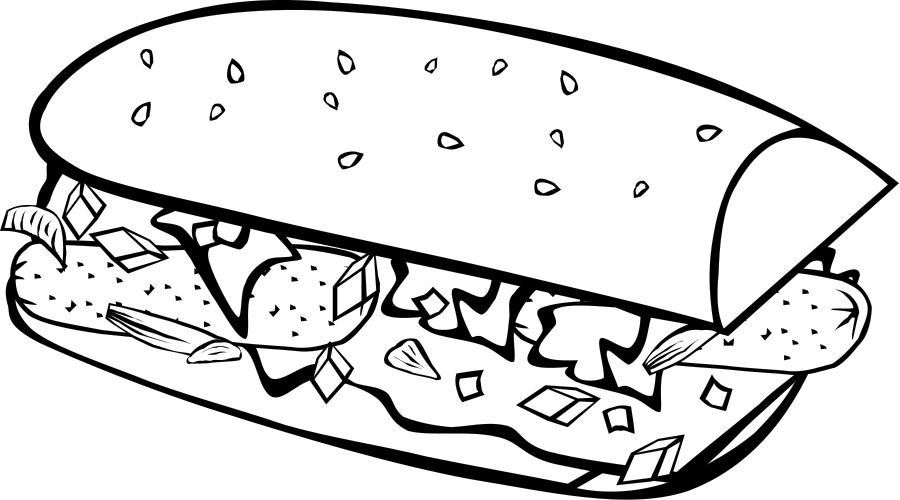 Sub sandwich clipart black and white 