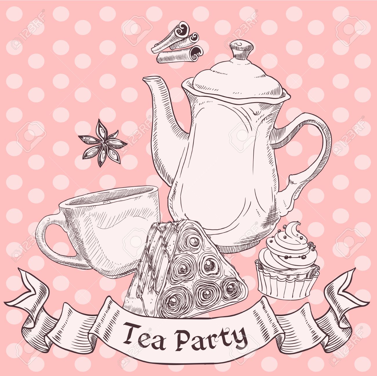 Tea Party Clipart Teatime Clipart Printable Tea Party Vintage 