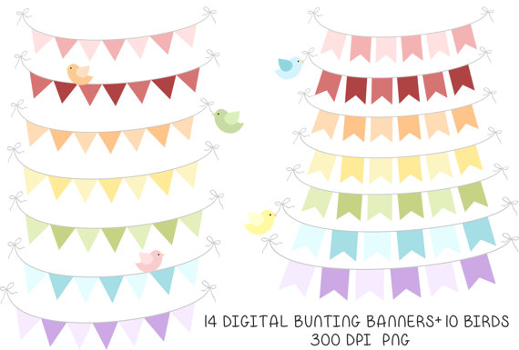 Bunting Banner Flag Bird Borders Dividers by Cutethingscollector 