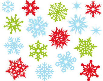 Items similar to 24 Snowflakes Clipart, Colorful Rainbow Color 