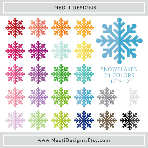 Colored snowflakes clipart 