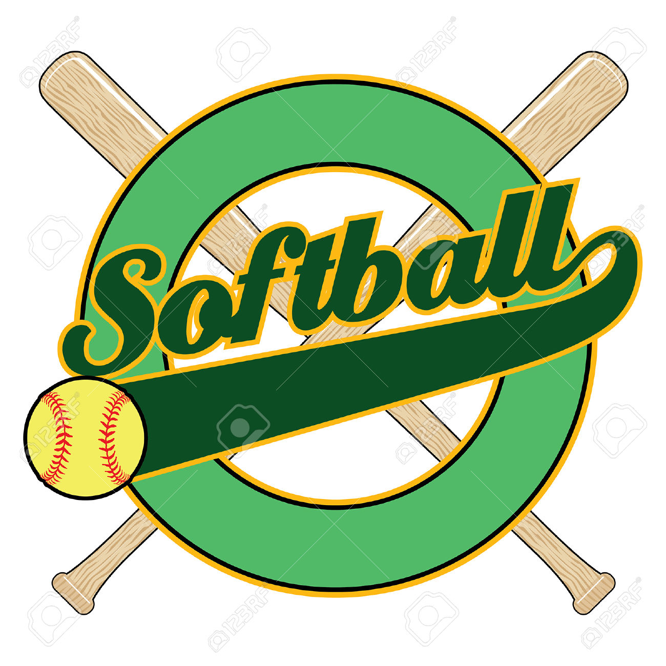 Softball clipart with text box 
