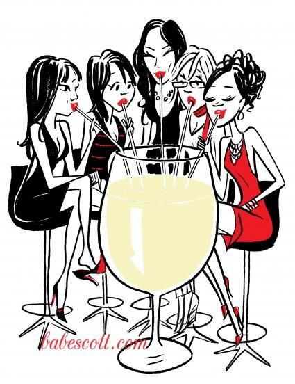 girls drinking wine cartoon - Clip Art Library
