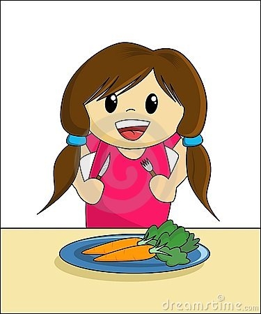 Girl Eating Dinner Clipart 