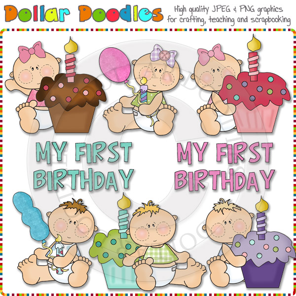 Bouncing Babies First Birthday Clip Art Download [RS98571] 