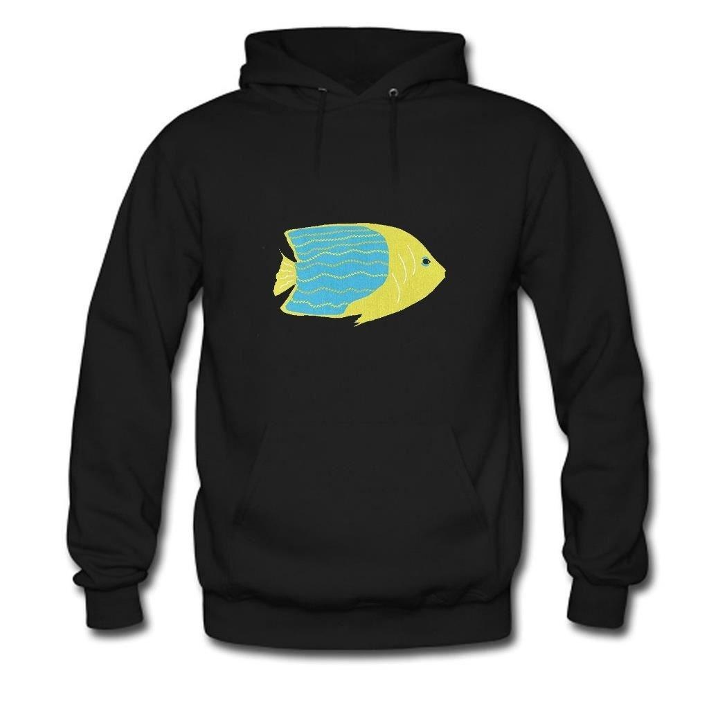 Women Cartoon Color Fish Clipart attractive hoodies Black X 