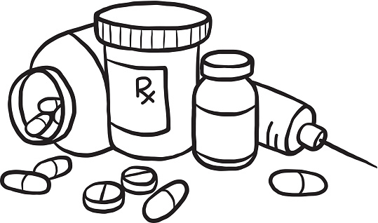 Prescription Drugs Clipart Black and White 