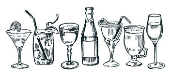 Black and white cocktails clipart 