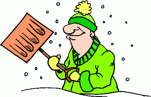 Free clipart cartoon image of man shoveling snow 