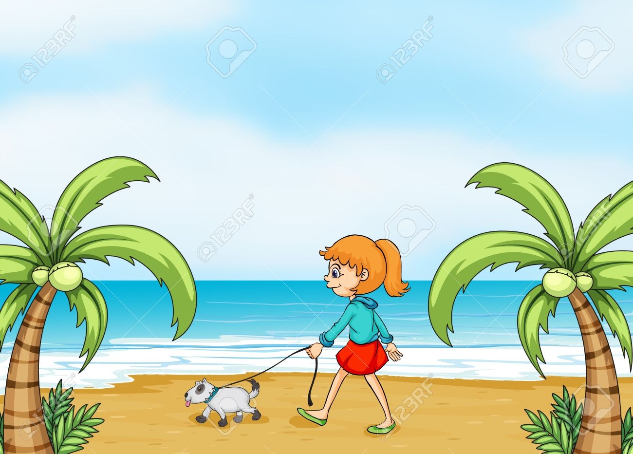 Dog On Beach Clipart 