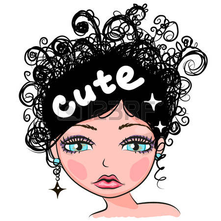 Curly hair girl clipart with face paint 
