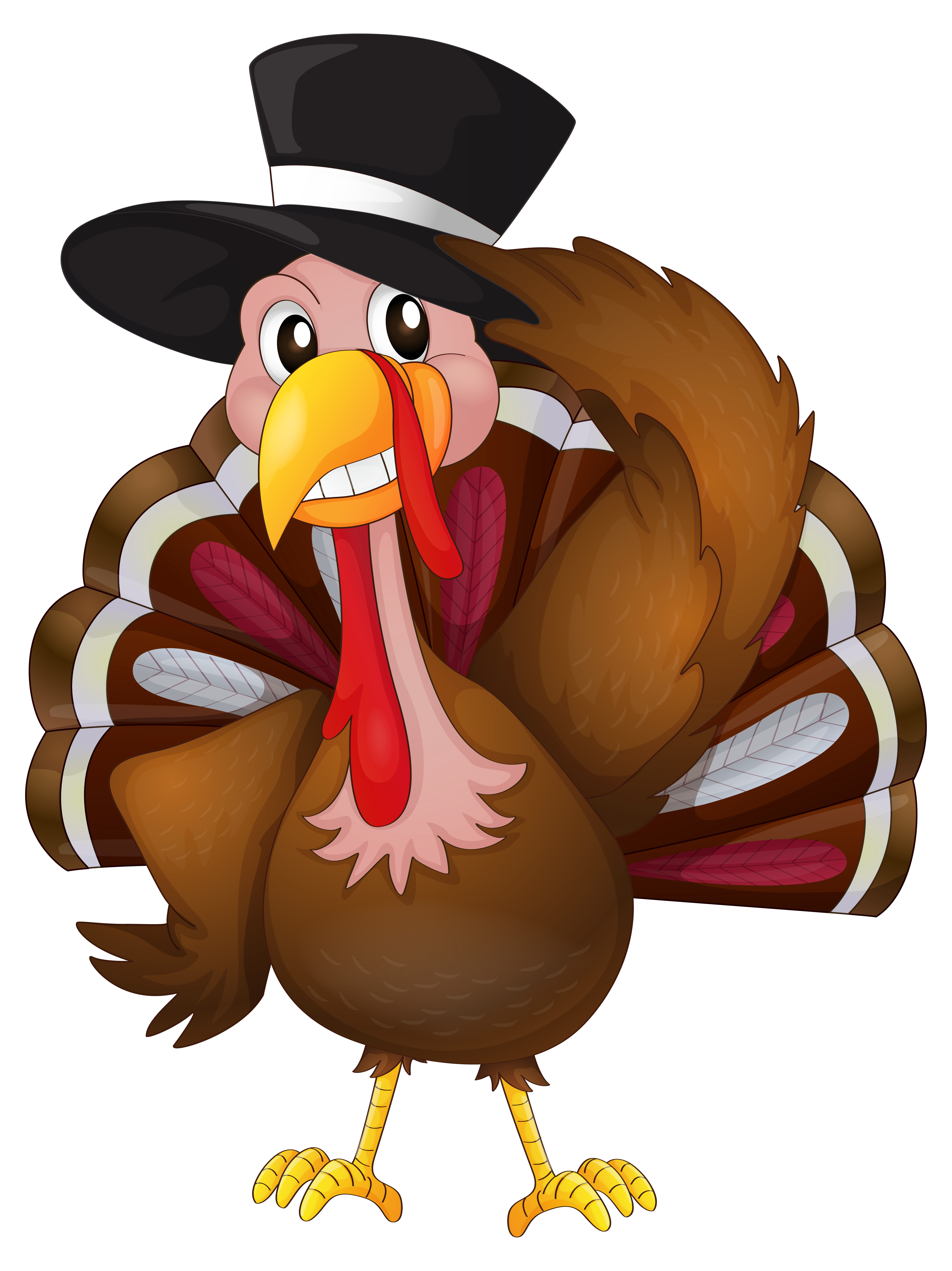 Thanksgiving Turkey with Hat PNG Clip Art Image 