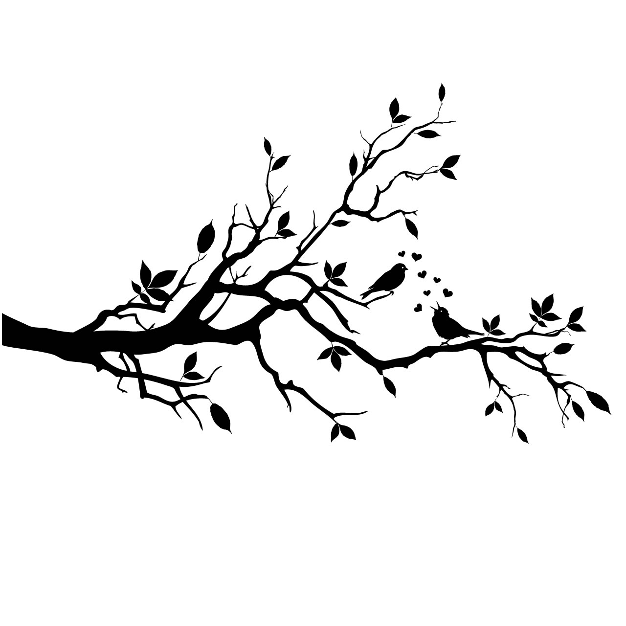 Bird in tree black and white clipart 