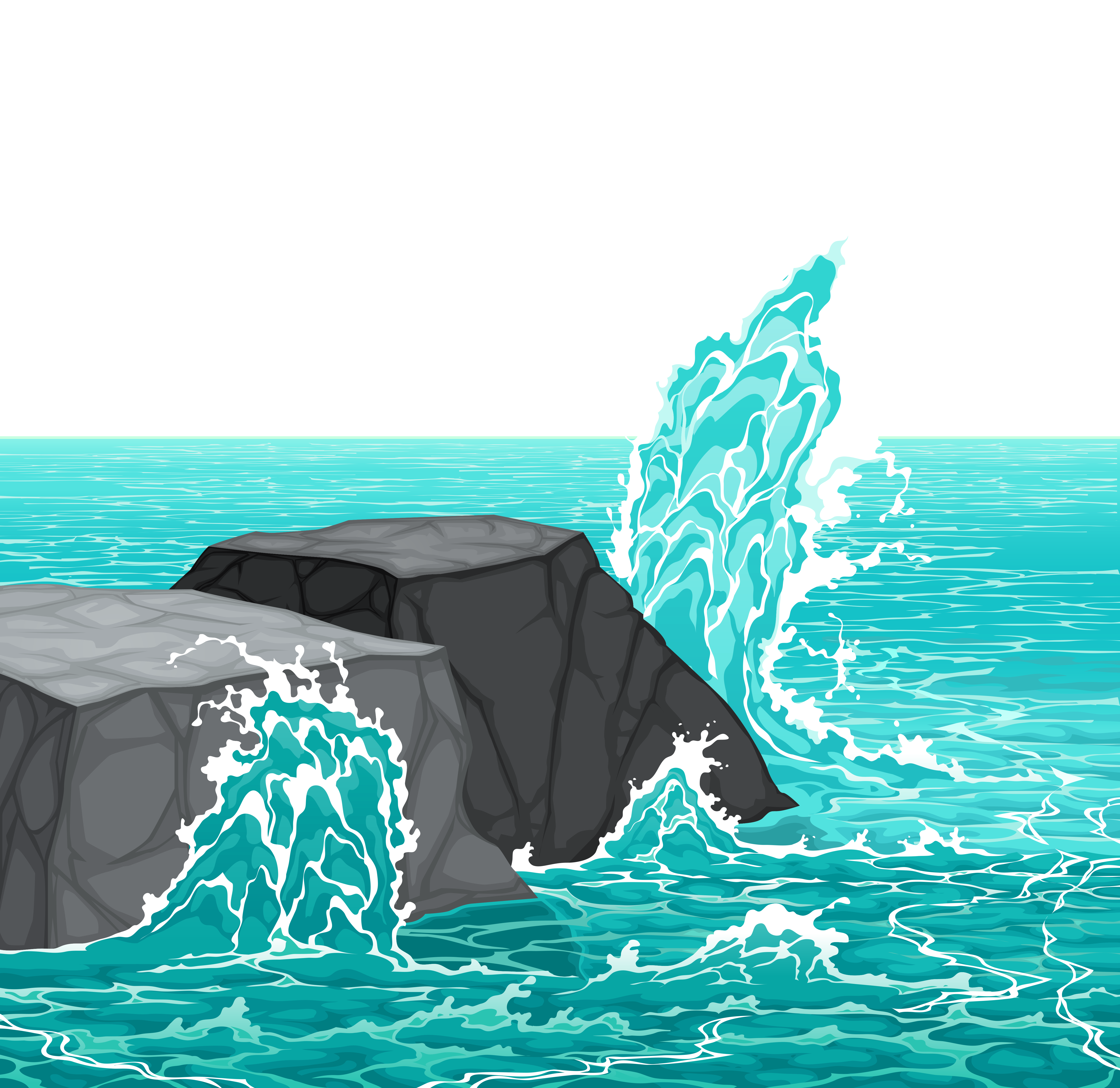 Sea Rocks and Waves PNG Clipart Picture 