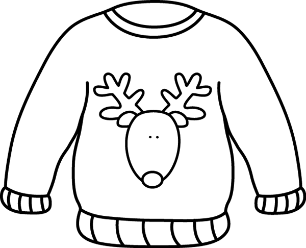 Ugly sweater clipart black and white 