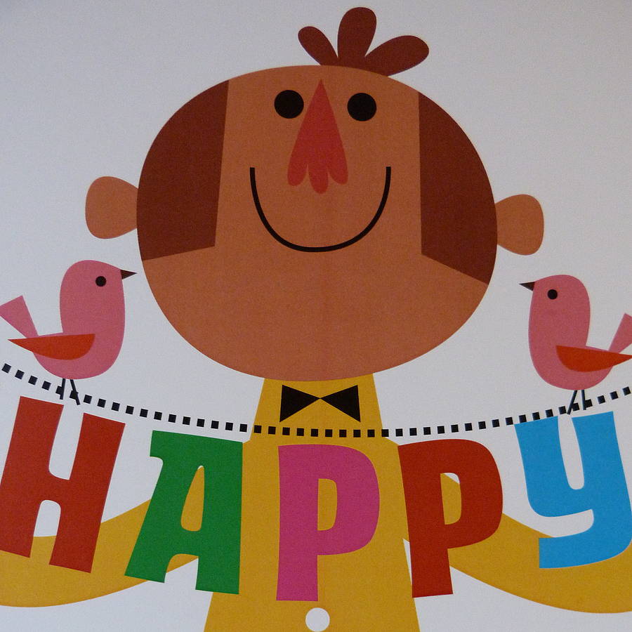 happy&bunting print by sean sims illustration 