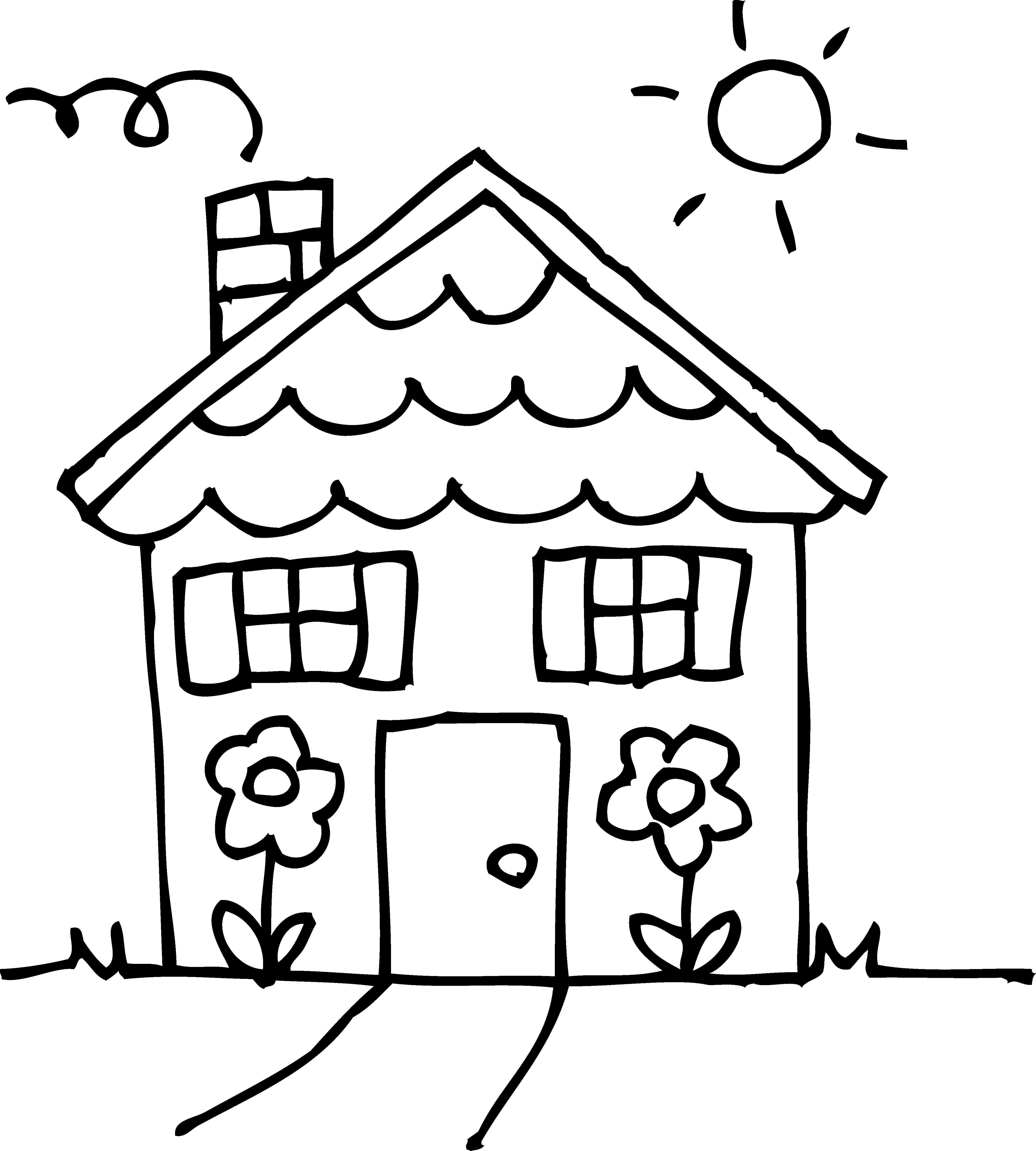 Simple home clipart black and white 