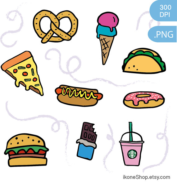 Junk food clipart fast food and sweets digital by ikoneShop 