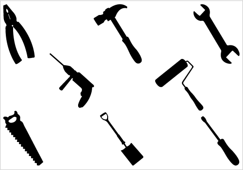 Home builder tools clipart black and white 