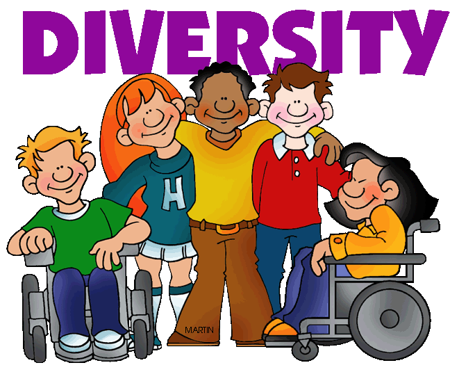 Clipart of diverse people at school 