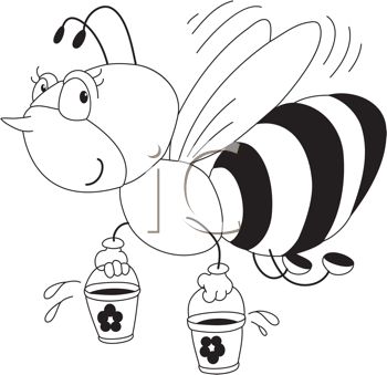 Clipart bee black and white flying 