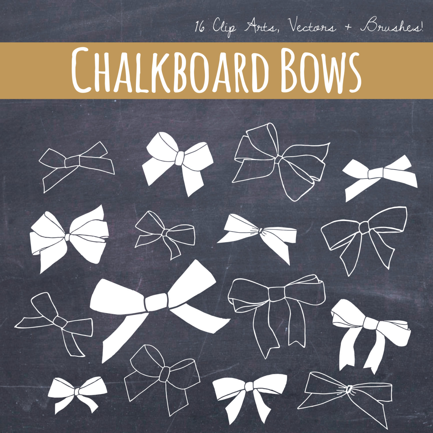 CLIP ART: Chalkboard Bows  Ribbons // Plus by thePENandBRUSH 