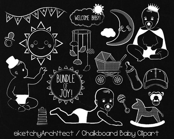 CHALKBOARD Clipart MANLY MUSTACHE Theme Clip Art, Instant Download 