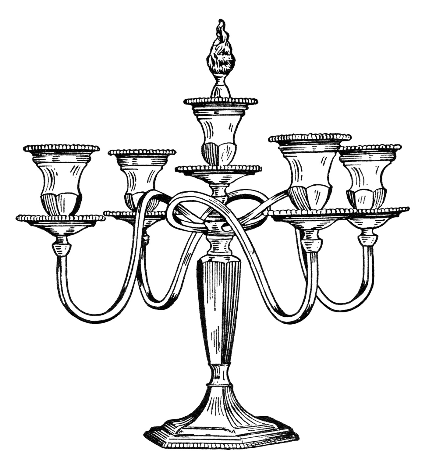 Clip Art Black And White Clipart Antique Candle Holder Old 