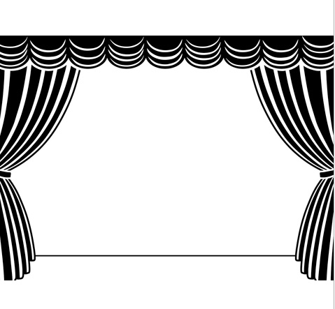 Curtain clipart black and white 