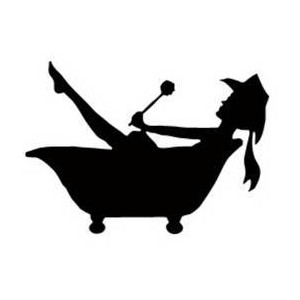 Free Clipart Picture of a Cowgirl Taking a Bath Silhouette 