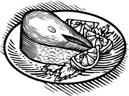 Fish food black and white clipart 