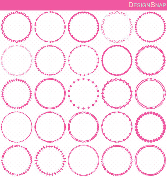 25 Pink Circle Frames Circle Frame Clip Art Round by DesignSnap 