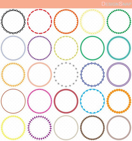 25 Colorful Circle Frames, Circle Frames Clip Art, Round Frame 