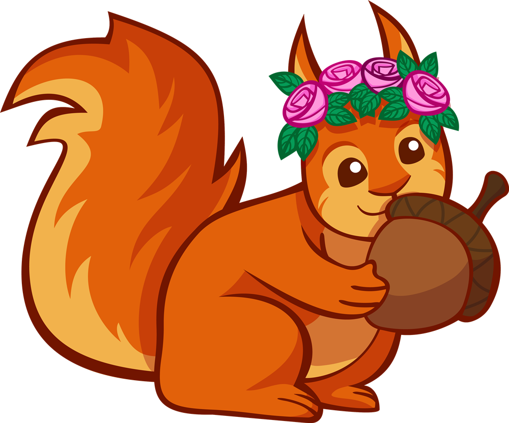 Free Squirrel Holding an Acorn Clip Art 