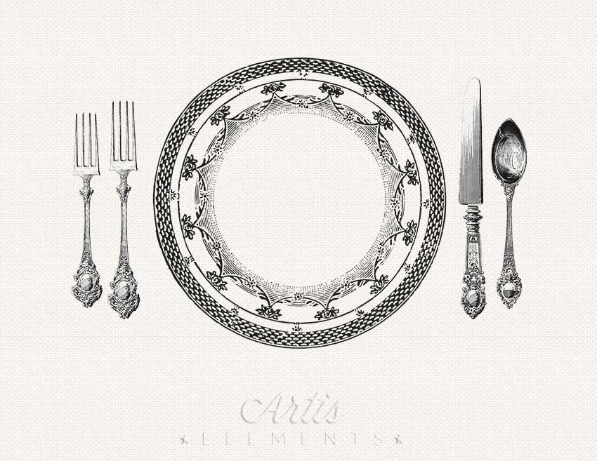 Community meal place setting clipart 