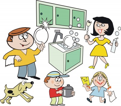 Family cleaning together clipart 