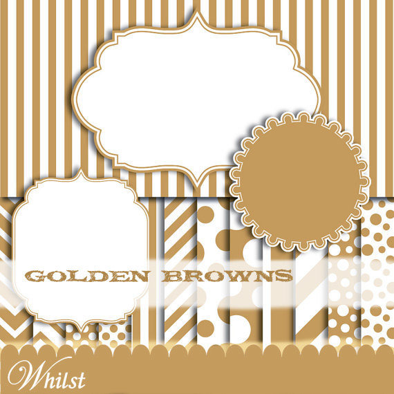 Gold digital paper clip art frame clipart by WhilstDigitalStash 