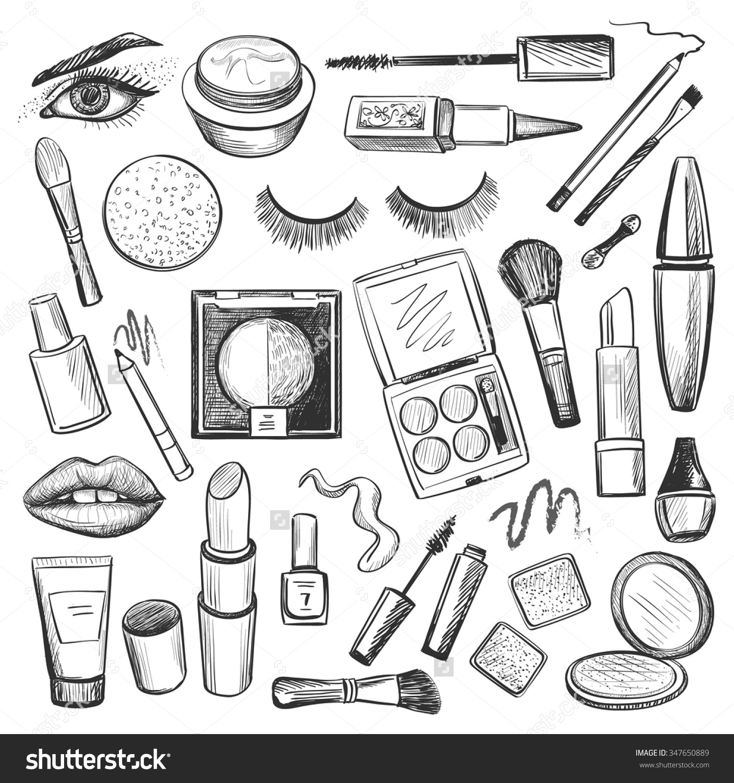 Eye makeup clipart black and white 