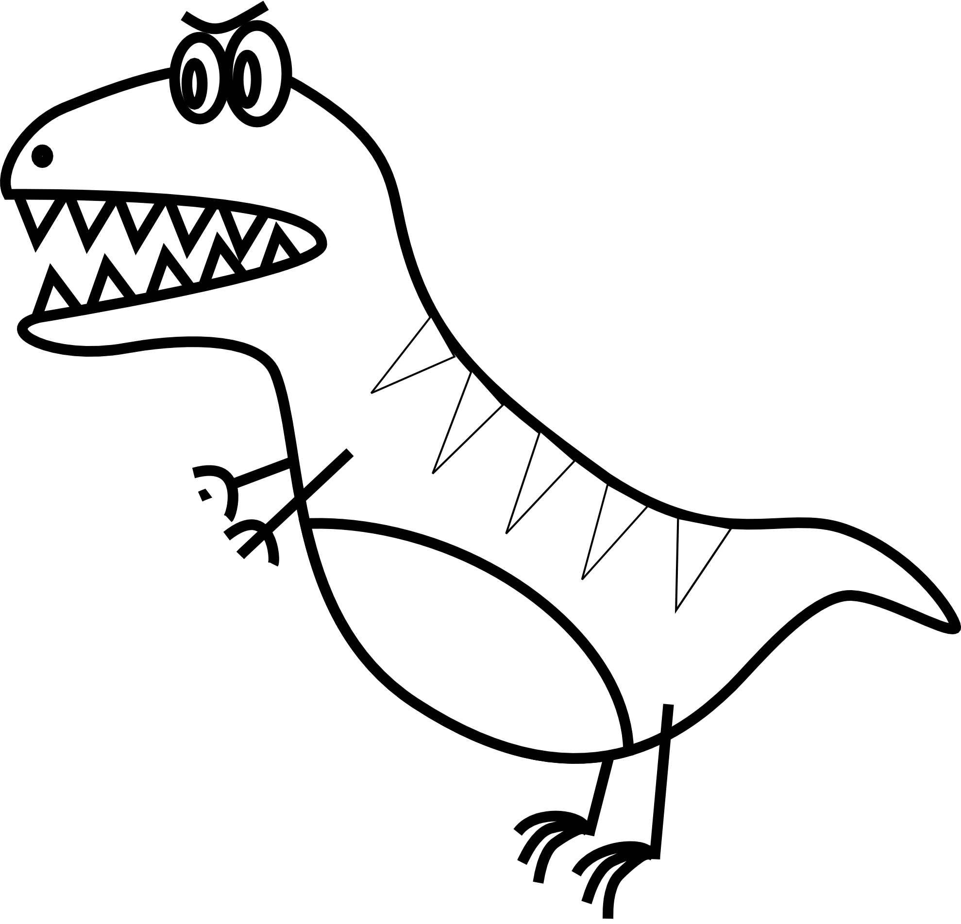 Cool Dinosaur Clipart Black And White Image 