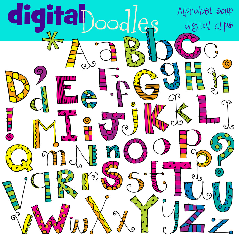 Alphabet Soup Digital Clip Art Brights 