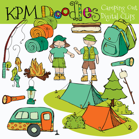 KPM Camping out digital clipart by kpmdoodles 