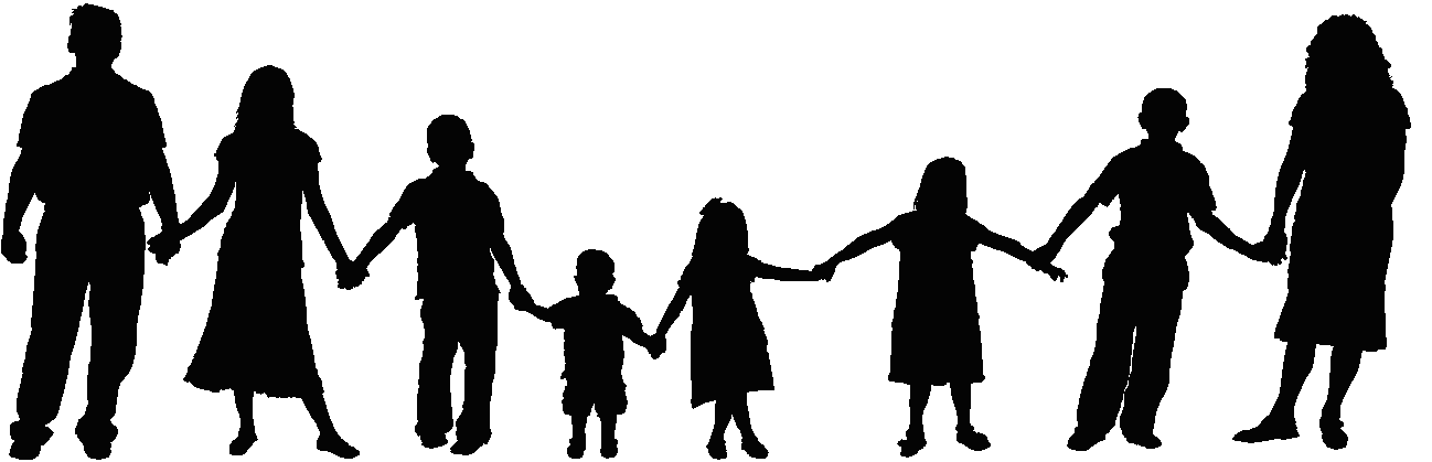 9 people holding hands silhouette clipart 