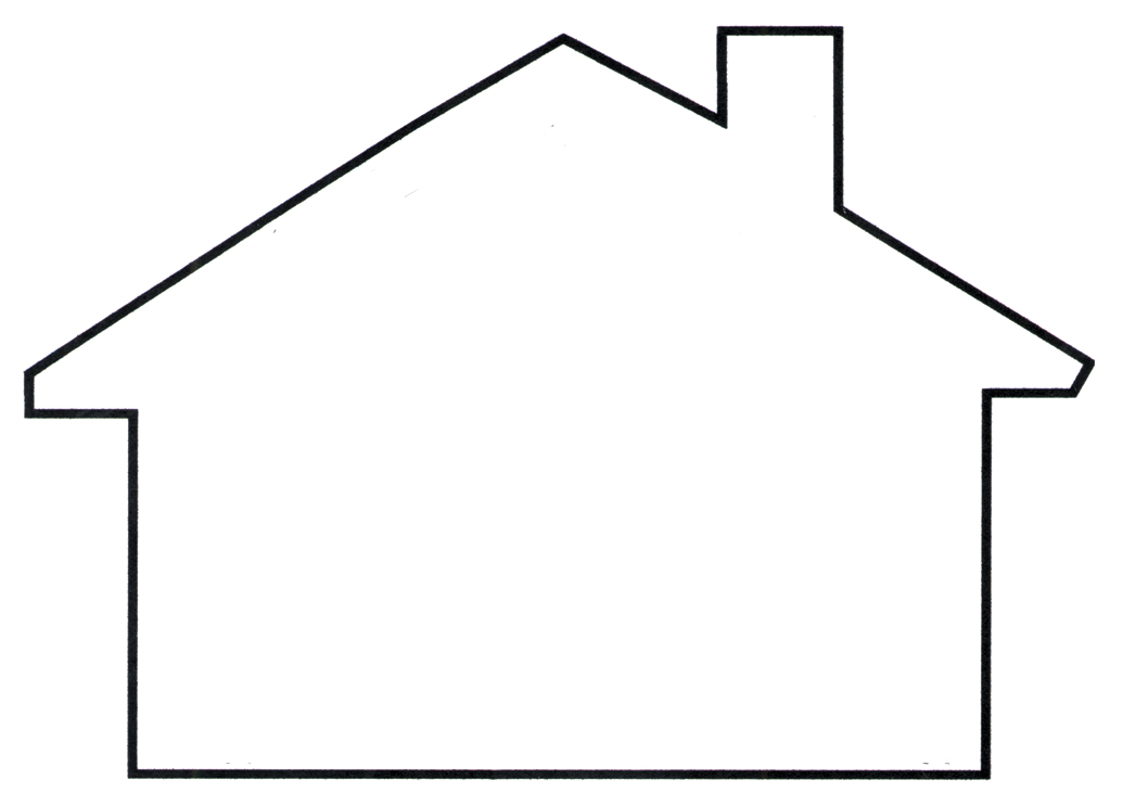 House with bush outline clipart black and white 